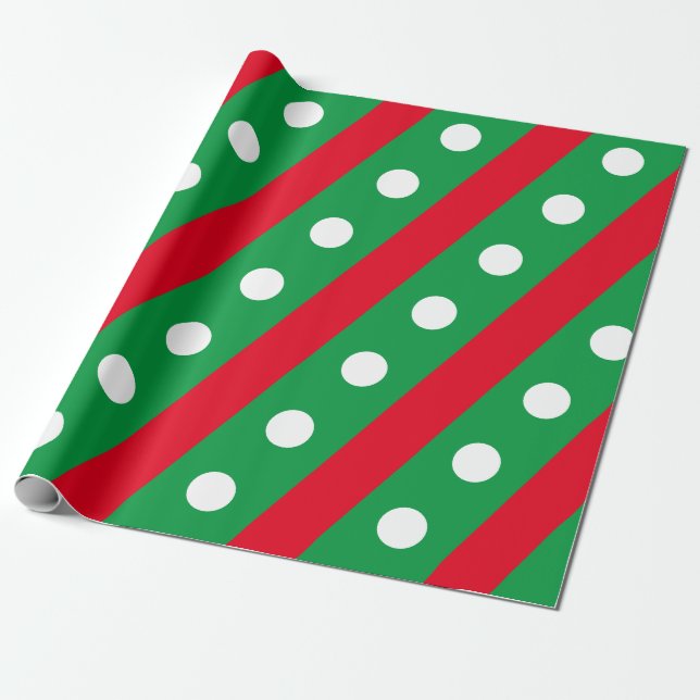 Candy Rand & Polka Dot Wrapping Papper (Grönt) Presentpapper (Utrullad)