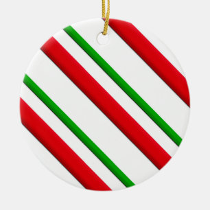Candy Rand, röd, grönt och vit Julgransprydnad Keramik