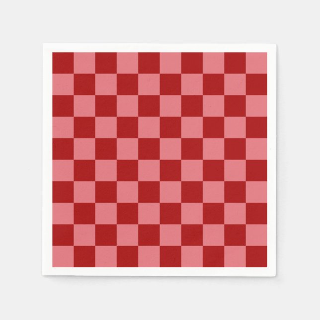 Candy Red and Candy Rosa Checkerboard Pappersservett (Framsidan)