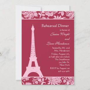 Candy Red i Paris Rehearsal Dinner-inbjudan Inbjudningar