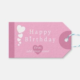 Candy Rosa Birthday Hearts Gift Märkres Presentetikett