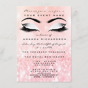 Candy Rosa Makeup White Glitter 16:e Möhippan Inbjudningar