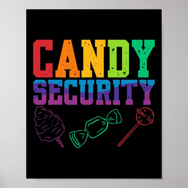 Candy Security Candyland Halloween Costume Kids Te Poster (Framsidan)