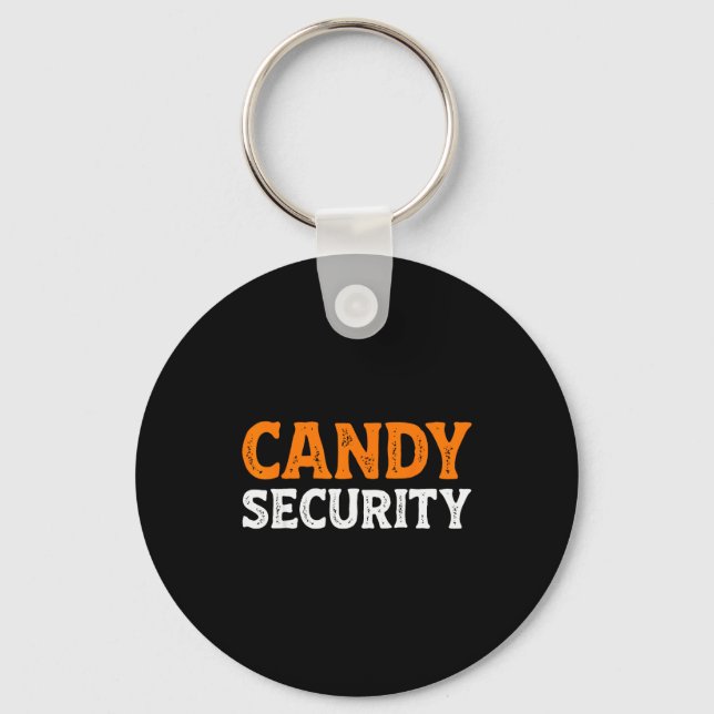 Candy Security Funny Easy Lazy Halloween Dad Mom P Nyckelring (Framsida)