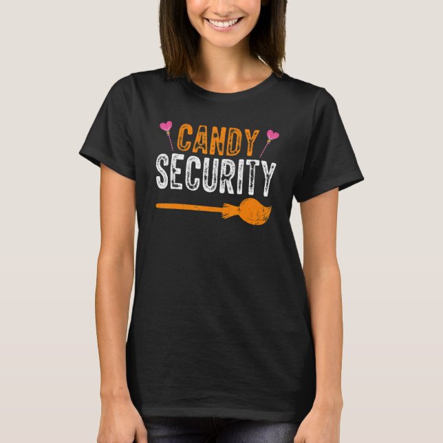 Candy Security Halloween Parent Costume Mamma Papp T Shirt (Framsida)