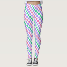 Candy shop diagonal checkerboard pattern leggings