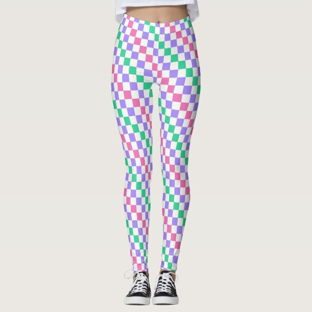 Candy shop diagonal checkerboard pattern leggings (Framsida)