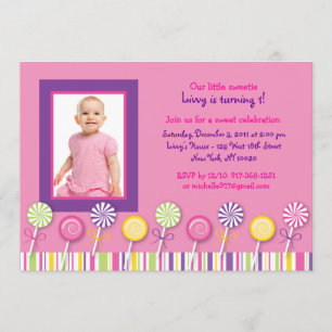 Candy Shop Lollipop Birthday Inbjudningar