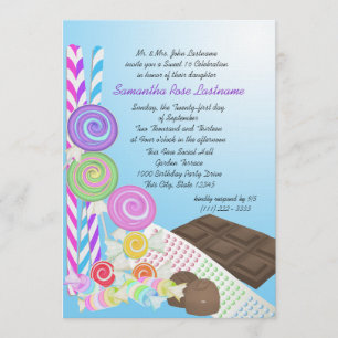 Candy Shoppe Sweet sixteen Birthday Inbjudningar