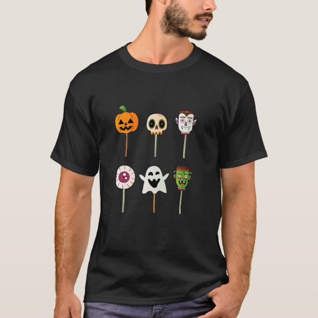 Candy Skeleton Zombie Ghost Pumpkin T Shirt (Framsida)