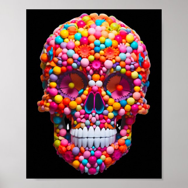 Candy Skull Bubble Gum Skeleton Halloween Candies Poster (Framsidan)