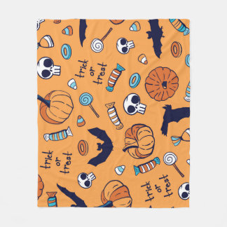 Candy Skull Pumpkin Fladdermus Seamless Mönster. Fleecefilt