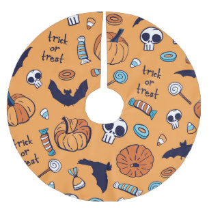 Candy Skull Pumpkin Fladdermus Seamless Mönster. Julgransmatta Borstad Polyester