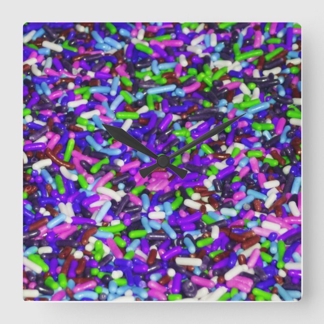 Candy Sprinkles 2 Fyrkantig Klocka (Framsida)