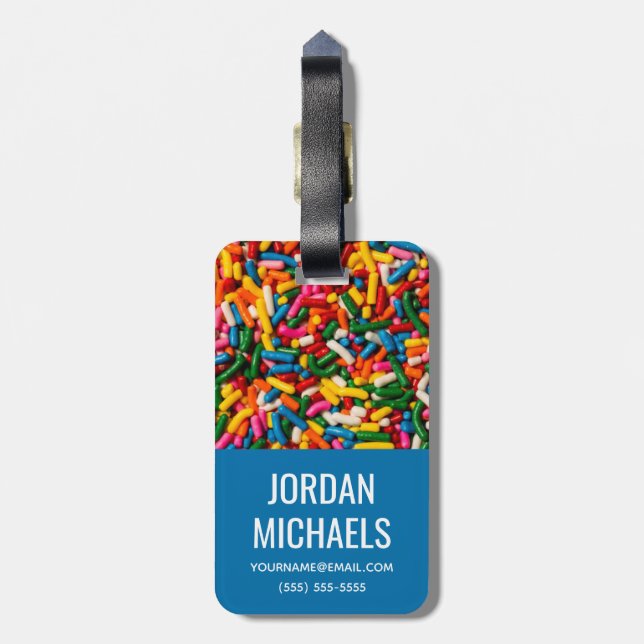 Candy Sprinkles | Lägg till ditt namn Bagagebricka (Baksidan Lodrät)