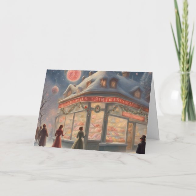 Candy store on a Winter evening Christmas Kort (Framsida)