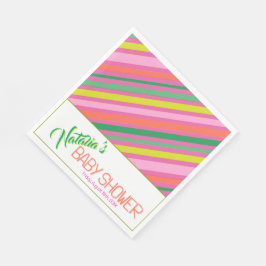 Candy Stripe Pink Colorful Rainbow Baby Shower Pappersservett