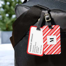 Candy Stripe Röd och Vit Monogrammerad Jul