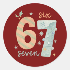 Candy Stripe & Snowflake 67 – Handgjord Holiday Nu Runt Klistermärke