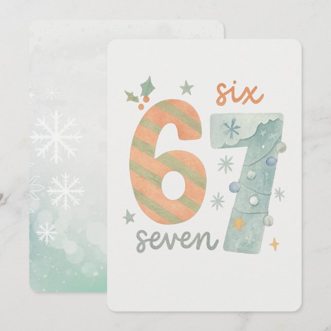 Candy Stripe & Snowflake 67 – Handmade Holiday Num Inbjudningar (Fram/baksida)