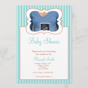 Candy Stripes - Foto Baby Shower TR Inbjudningar