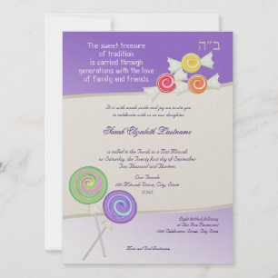Candy Sweet Bat mitzvah Graphie Inbjudningar