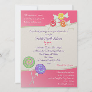 Candy Sweet Bat mitzvah Watermelon Mörk Rosa Inbjudningar