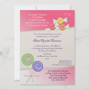 Candy Sweet Bat mitzvah Watermelon Rosa 2 Inbjudningar