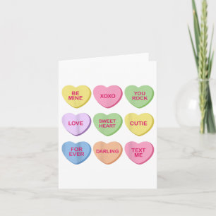 Candy Sweet Conversation Hearts Valentines day Wom Kort