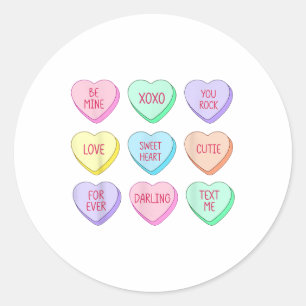Candy Sweet Conversation Hearts Valentines day Wom Runt Klistermärke