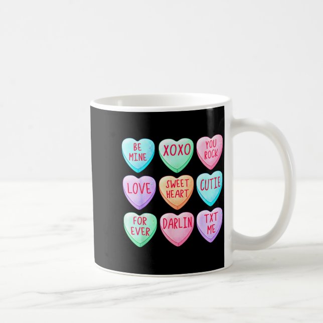 Candy Sweet Hearts Love Valentines Day Shirt Women Kaffemugg (Höger)