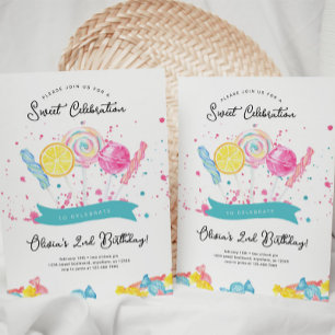 Candy Sweet Shop Birthday Inbjudningar