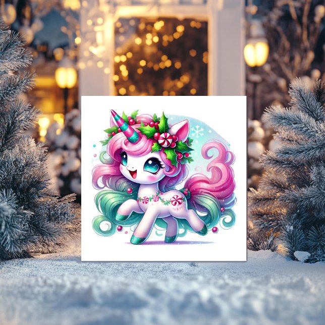 Candy Swirl Unicorn Magic Julkort (Skapare uppladdad)