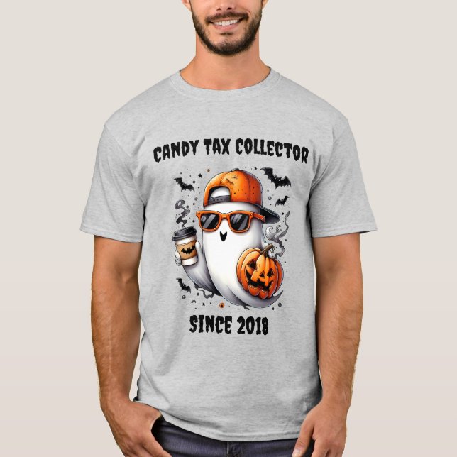 "Candy Tax Collector" Personlig Halloween T Shirt (Framsida)