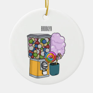Candy tecknad illustration julgransprydnad keramik