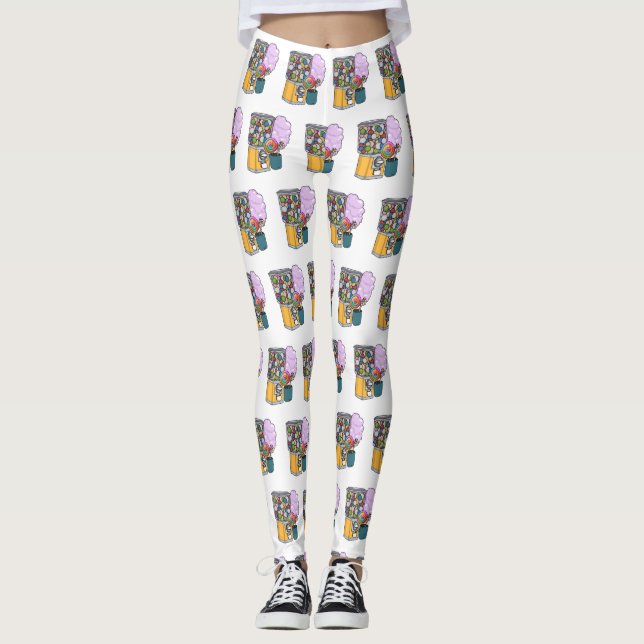 Candy tecknad illustration leggings (Framsida)
