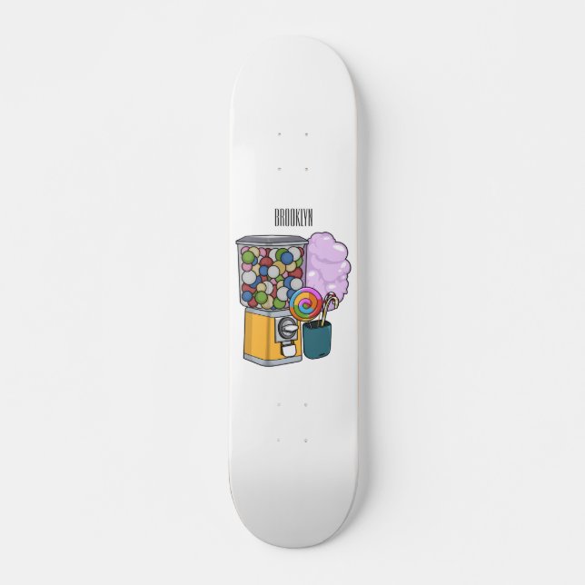 Candy tecknad illustration mini skateboard bräda 18,5 cm (Framsida)
