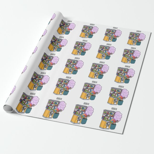 Candy tecknad illustration presentpapper (Utrullad)