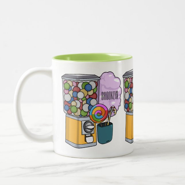 Candy tecknad illustration Två-Tonad mugg (Vänster)