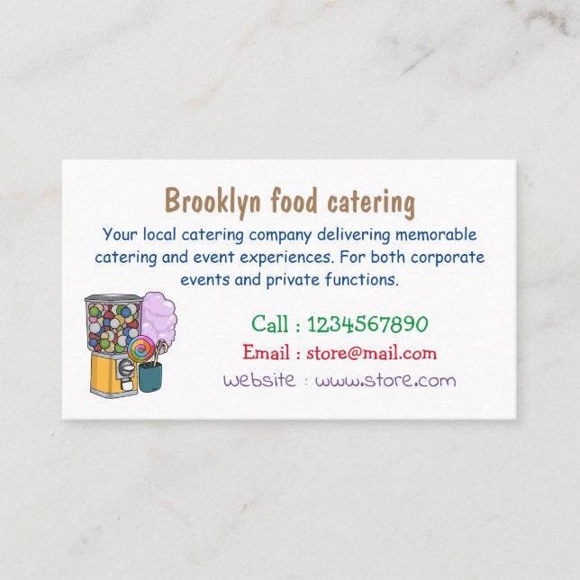 Candy tecknad illustration visitkort (Framsida)