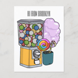 Candy tecknad illustration vykort