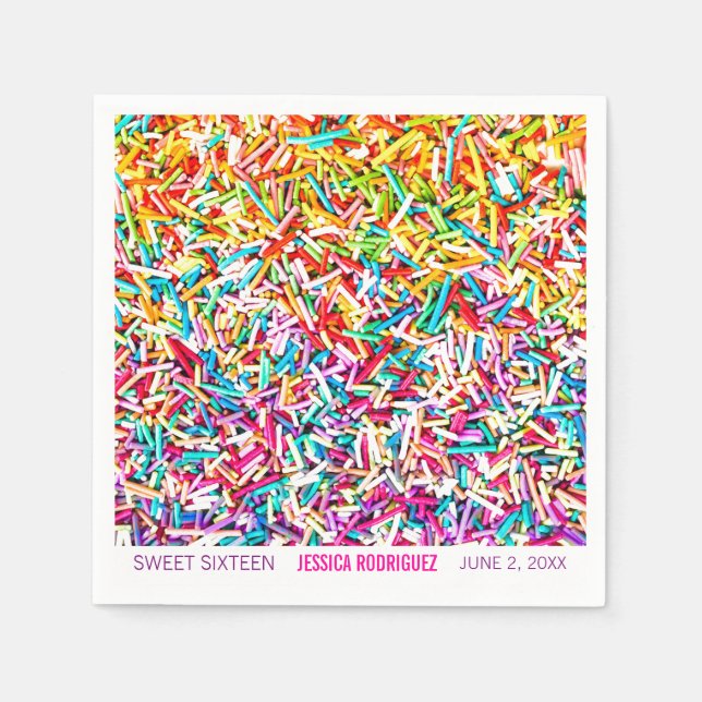 Candy Temaparty Napkin Sprinkles Sweet 16 Pappersservett (Framsidan)
