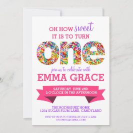 Candy Theme 1a Birthday Party Sprinkles Inbjudan