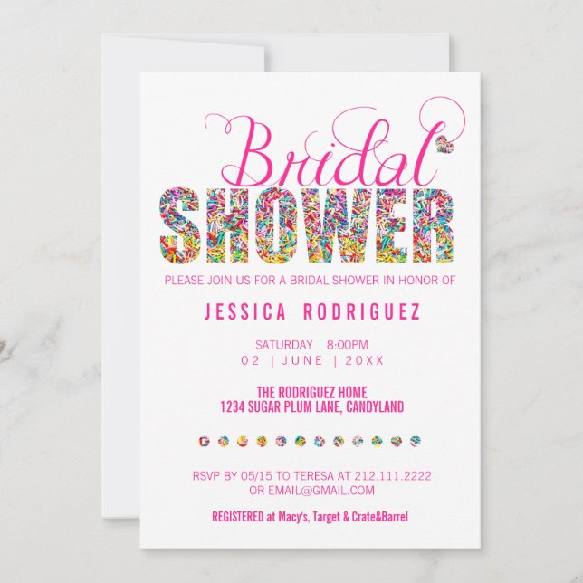 Candy Theme Möhippa Party Inbjudningar (Framsida)