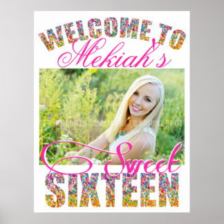 Candy Theme Sweet sixteen Birthday WELCOME SIGN Poster