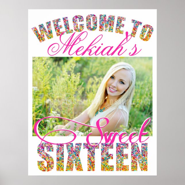Candy Theme Sweet sixteen Birthday WELCOME SIGN Poster (Framsidan)