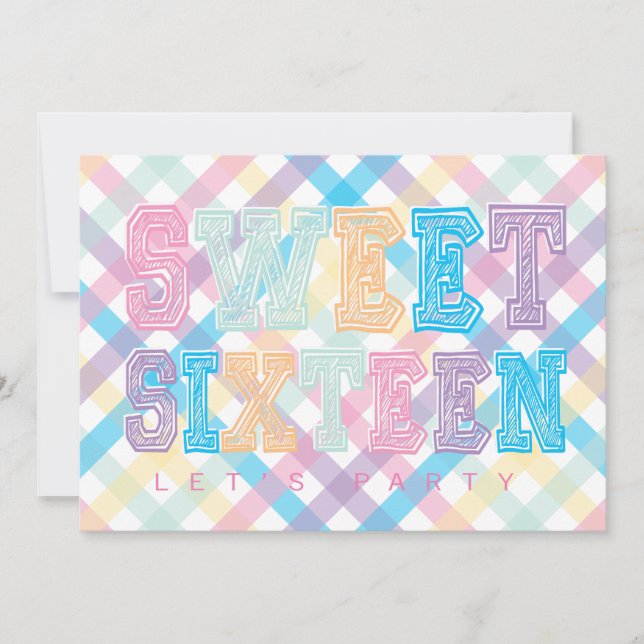 Candy Theme Sweet sixteen Rosa Lila Blue Inbjudningar (Framsida)