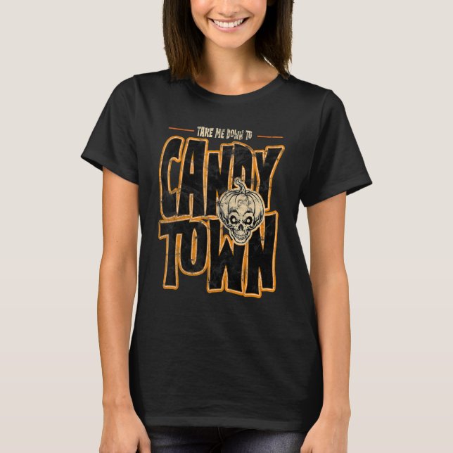 Candy Town Crazy Pumpkin Head T Shirt (Framsida)