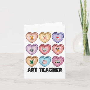 Candy Valentines day Art Teacher Hearts Painting T Kort