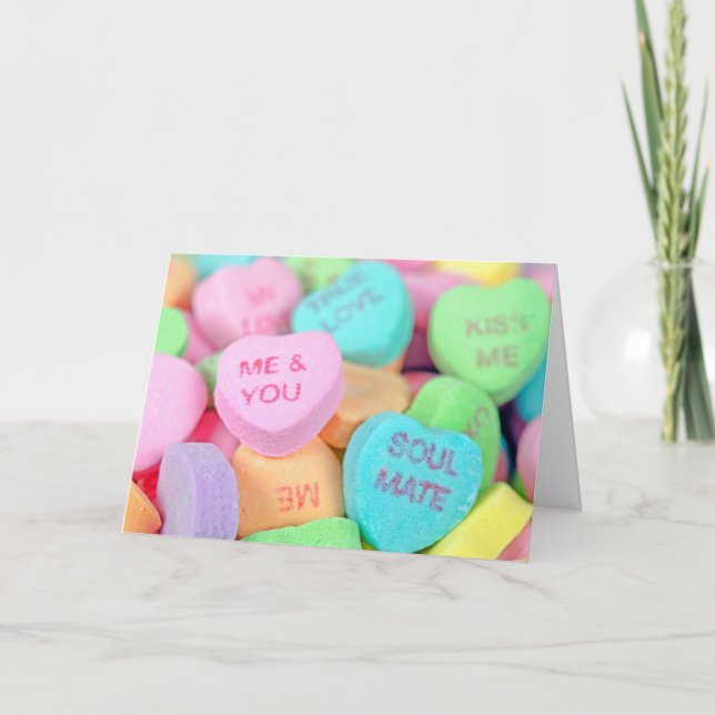 Candy Valentines Day Hearts Helgkort (Framsida)
